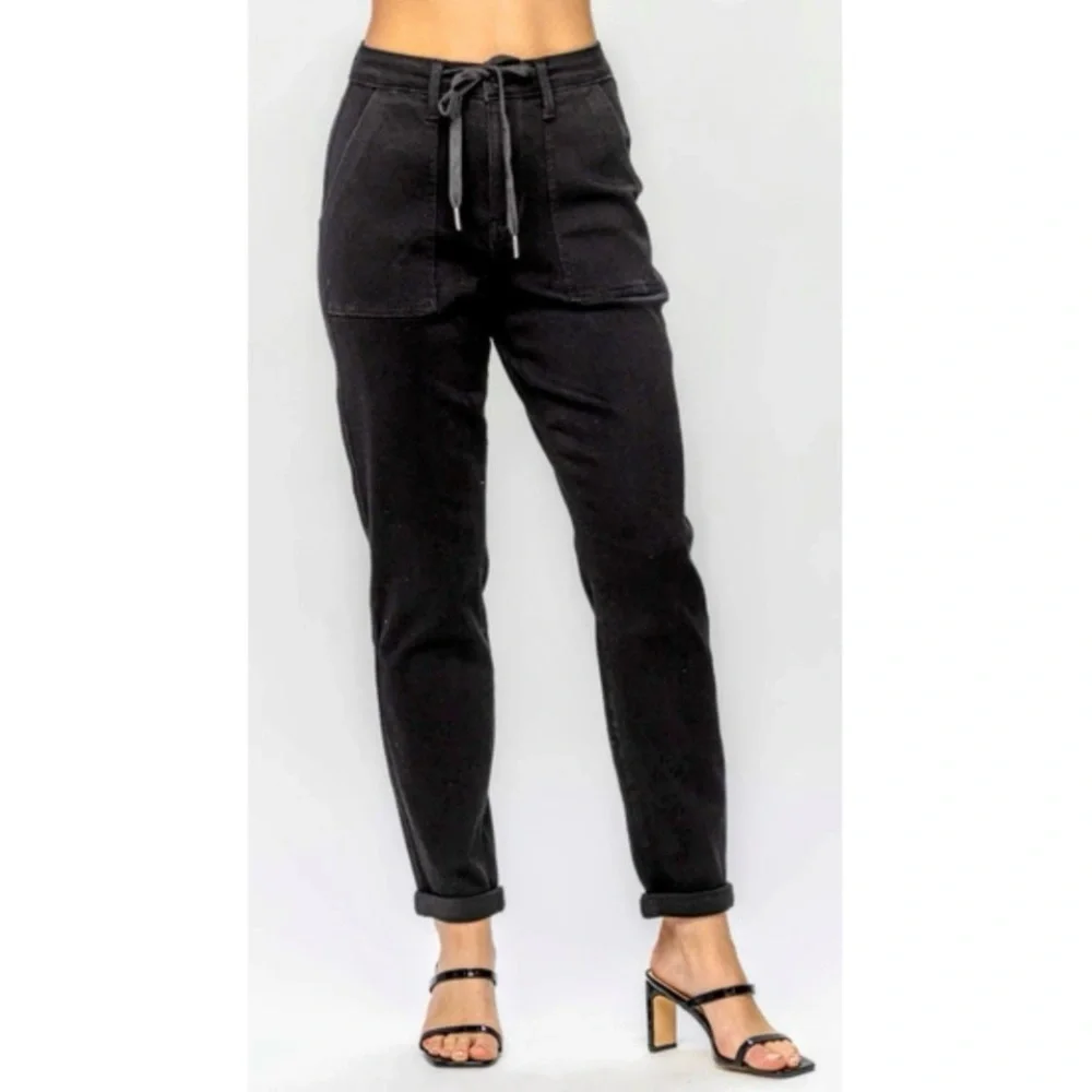 Judy Blue Women's High Waist Black Jogger Jeans Stretch Denim Size 14W - Picture 16 of 16